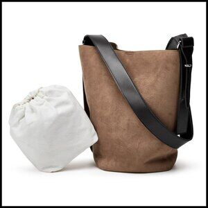 Vegan Leather Suede Hobo Bag Y2K Bucket Tote Casual Designer Handbag